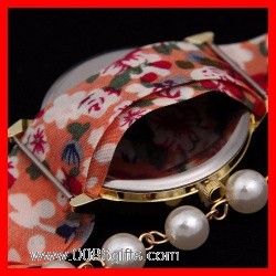 Pearl Watch with Fabric Band 