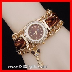 Rope Weave Watch Wth Key Charm