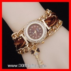 Cuerda de Tejido Reloj Con Llave Charm