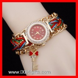 Cuerda de Tejido Reloj Con Llave Charm