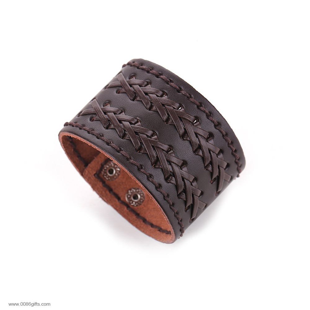 Mens Wide Leather Bracelet