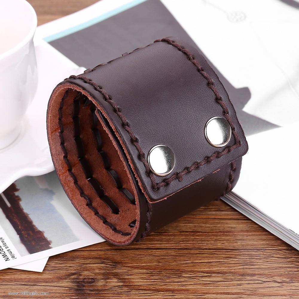 Mens Wide Leather Bracelet