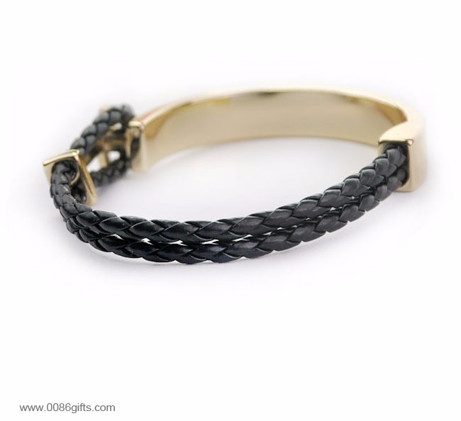 Leather Bracelet with Gold Plated Cross