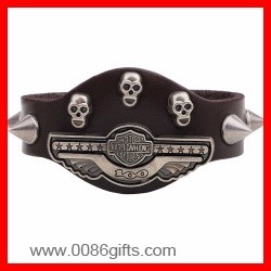 Leather Skull Studs Bracelet