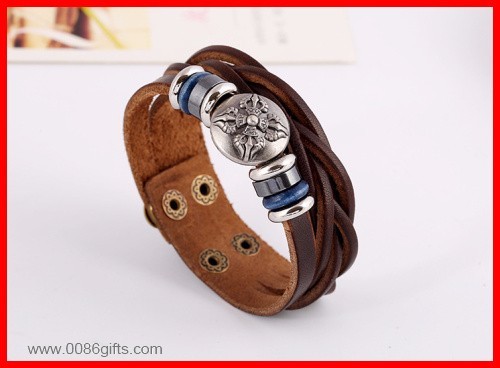 Punk Brown Leather Bangle 