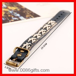 Algodón Trenzado Cuero Pulsera Cuerda