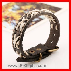 Cotton Rope Braided Leather Bracelet 