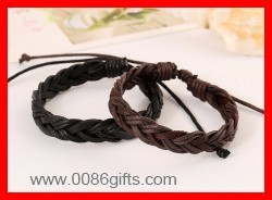 Leather and Wax Cord Braided Bracelet