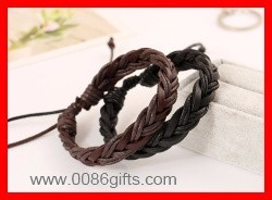 Leather and Wax Cord Braided Bracelet