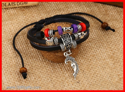 Leather Bracelet With Alloy Metal Charm
