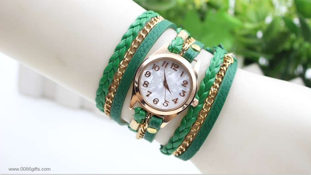 Leder frauen-armband-uhr