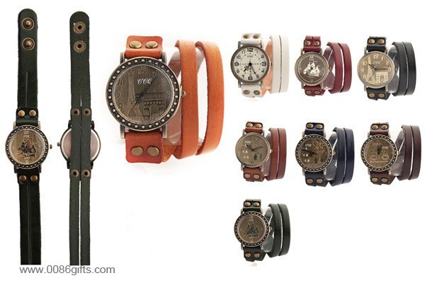 Genuine leather strap watch