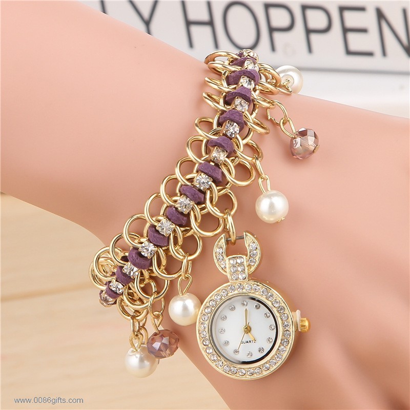 Metal alloy diamond bracelet watch