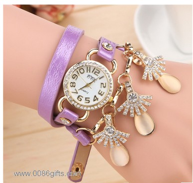 Wrist Long Leather Strap women Watches 