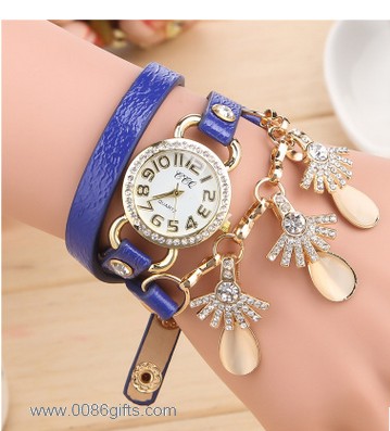 Wrist Long Leather Strap women Watches 