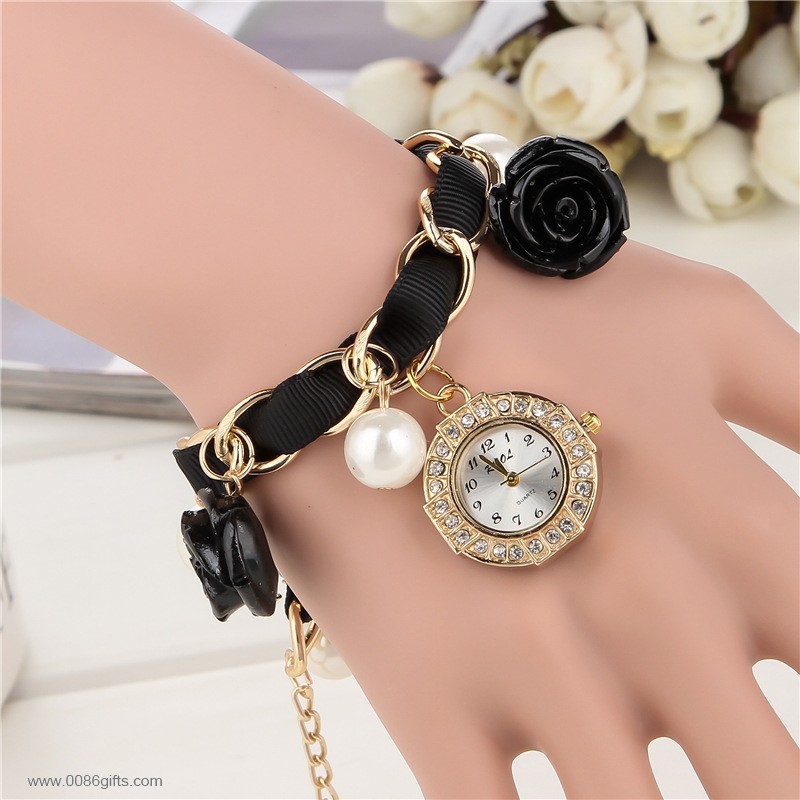 mujeres pulsera de perlas dress watch