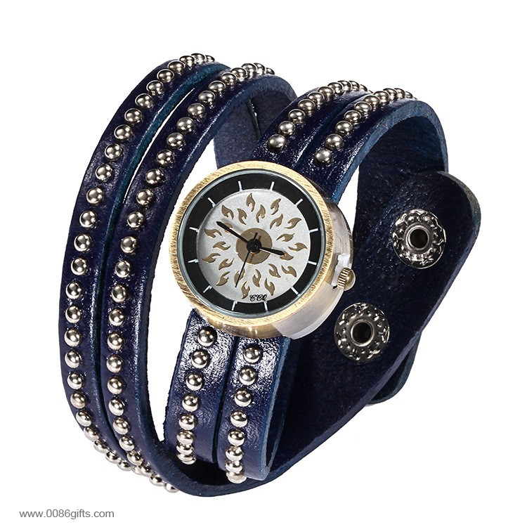 Long Leather Bracelet quartz Wrist Watch