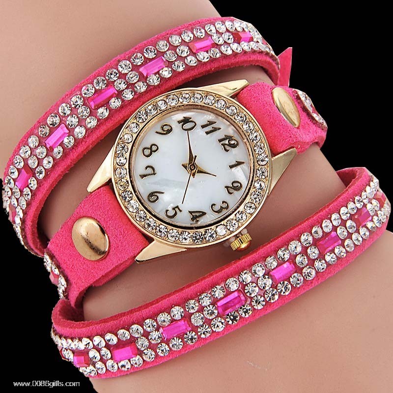 leather bracelet crystal ladies watches