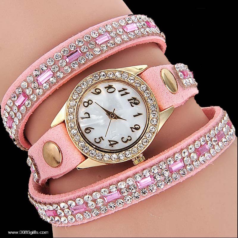 leather bracelet crystal ladies watches