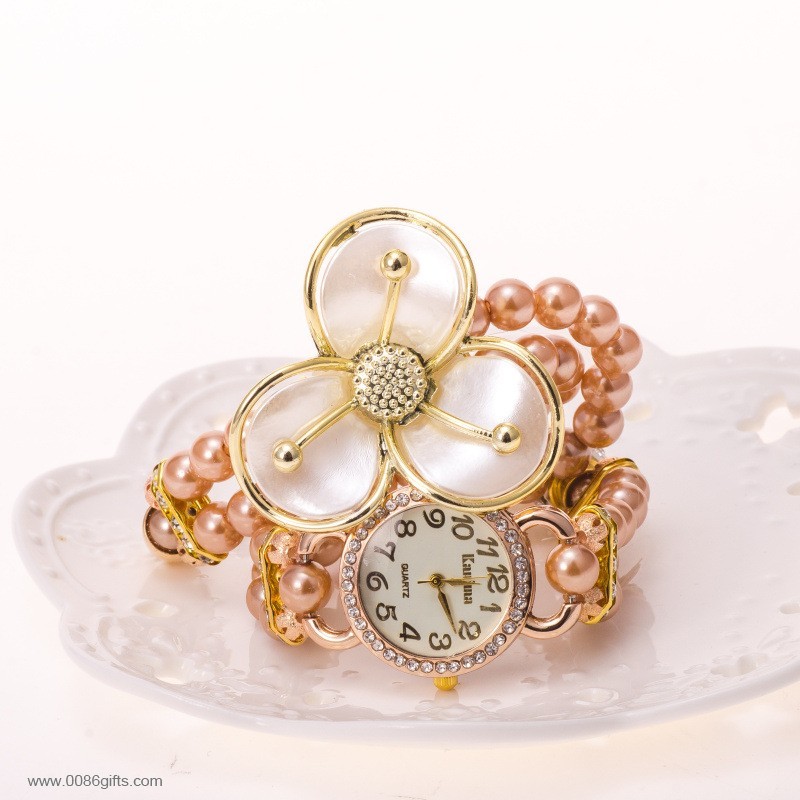 pearl with diamonds bowknot bracelet watch