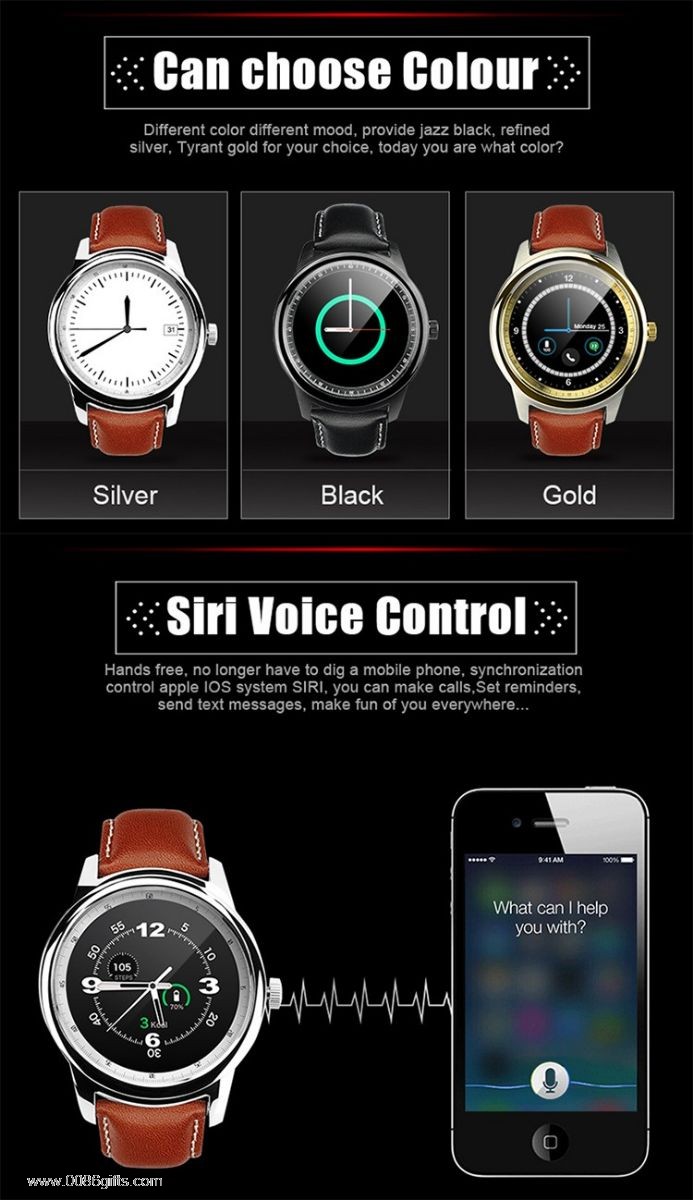 Bluetooth 4.0 3 axis accelerometer compass loudspeaker intelligent watch