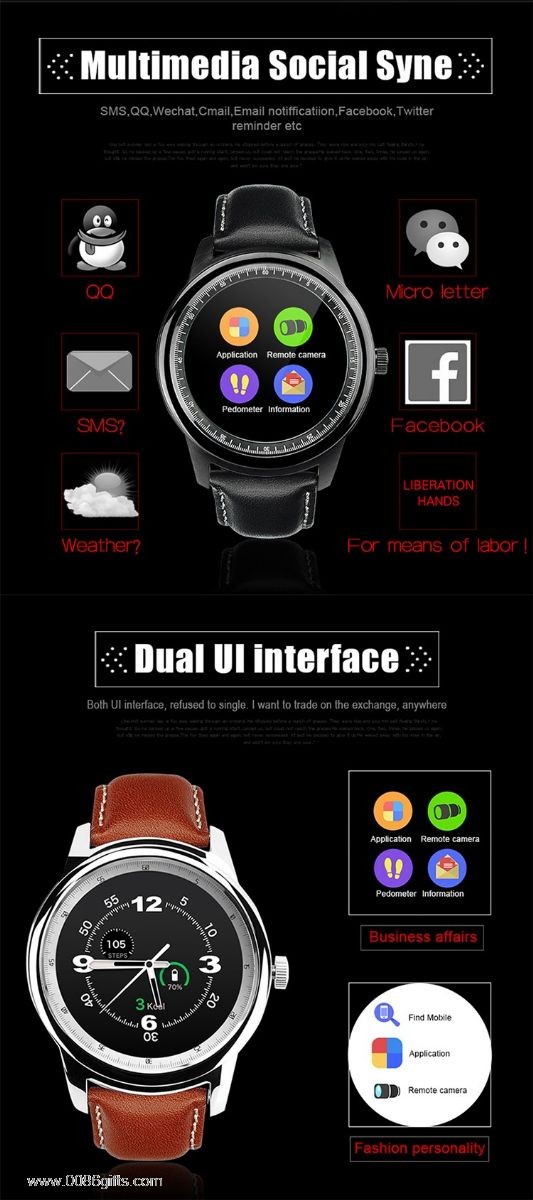 Bluetooth 4.0 3 axis accelerometer compass loudspeaker intelligent watch