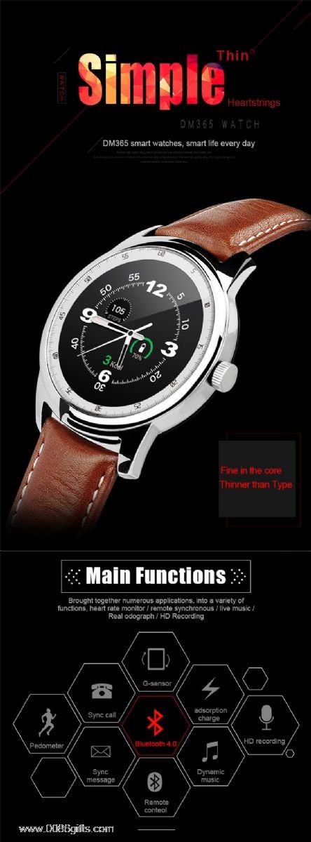 Bluetooth 4.0 3 axis accelerometer compass loudspeaker intelligent watch