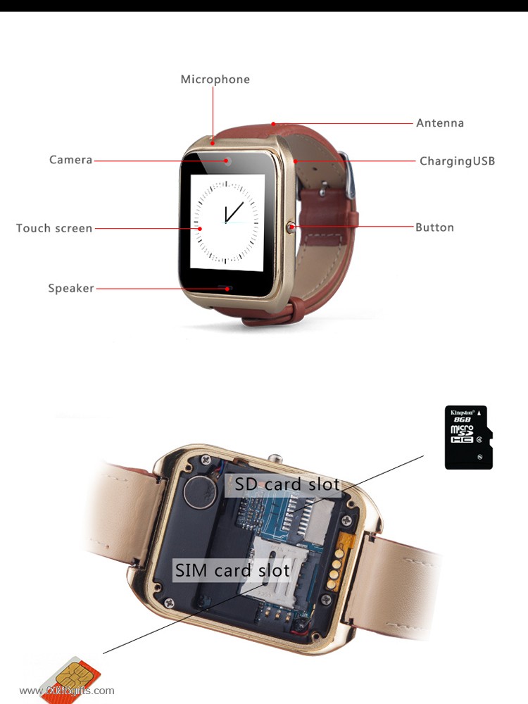 smart phone watch con 1.3 mp fotocamera HD