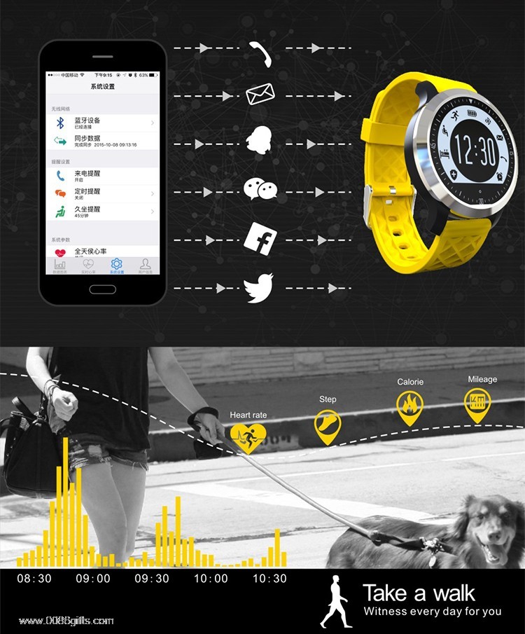 waterproof heart rate testing touch screen sportwatch