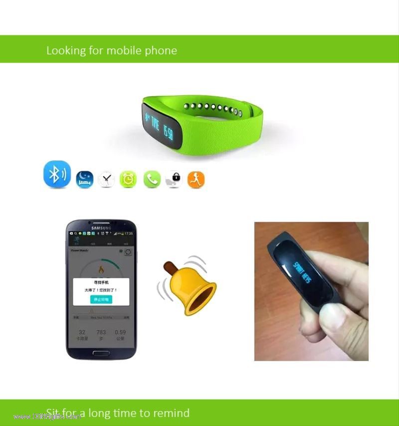 0.84inch OLED time display bluetooth 4.0 remote camera health bracelet