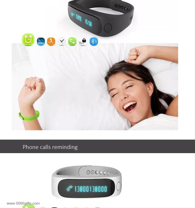 0.84inch OLED time display bluetooth 4.0 remote camera health bracelet