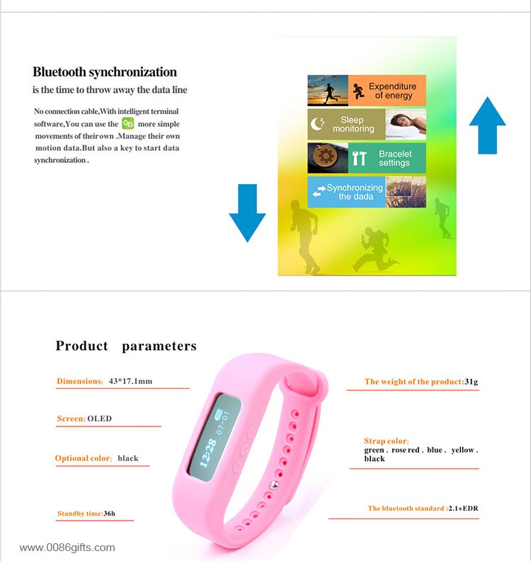 Bluetooth 4.0 Kesehatan Gelang Digital Kebugaran Gelang