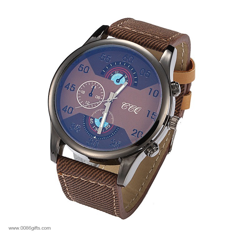 Leather strap Men quartz Wrist watch