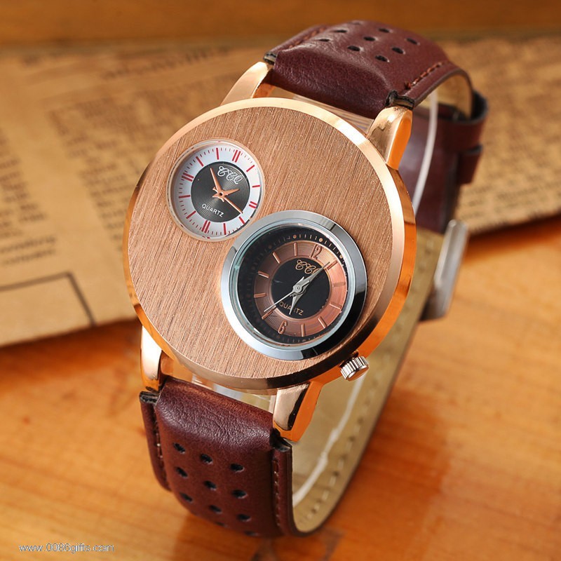 leather quartz watch for man