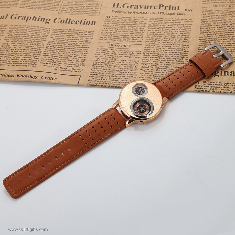 leather quartz watch for man