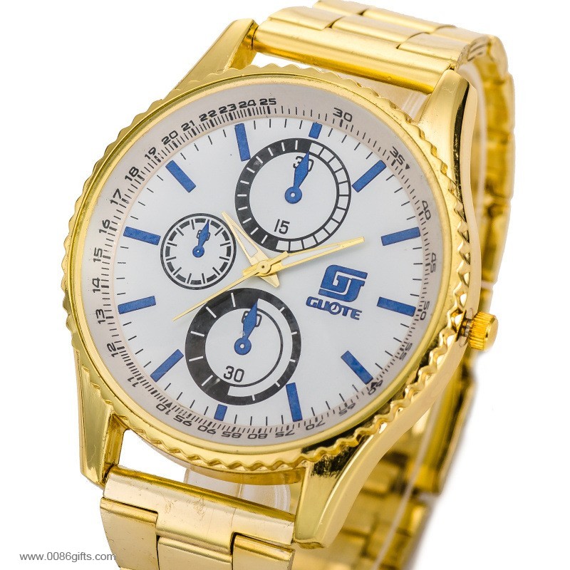 Edelstahl-Gold-Armbanduhr