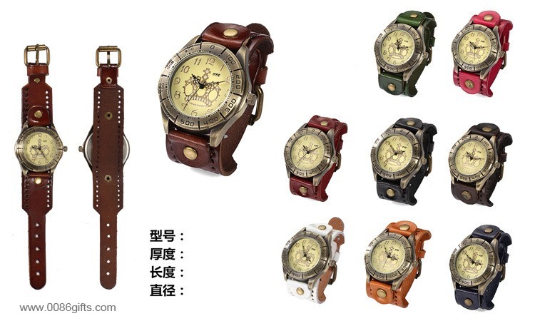 aus echtem leder retro-uhr