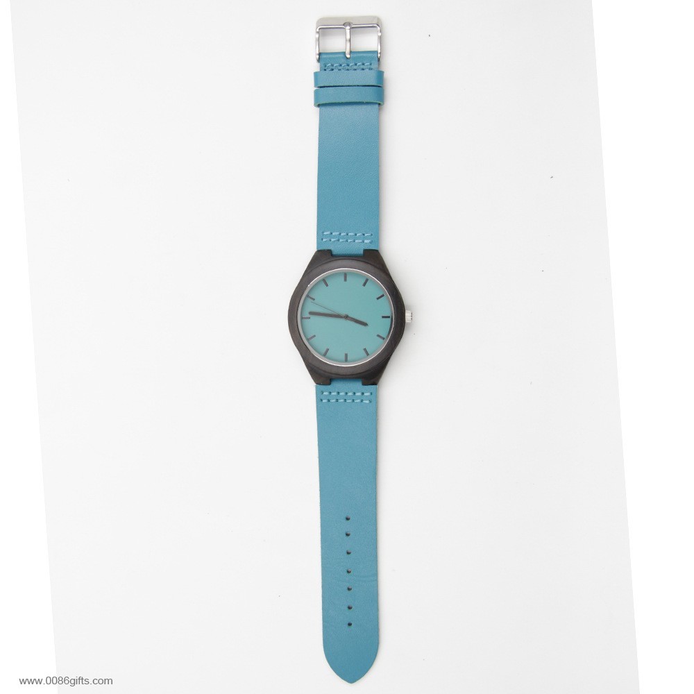 wood watch blue color