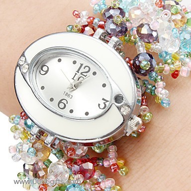 Colorful Crystal Bracelet Dress Watch